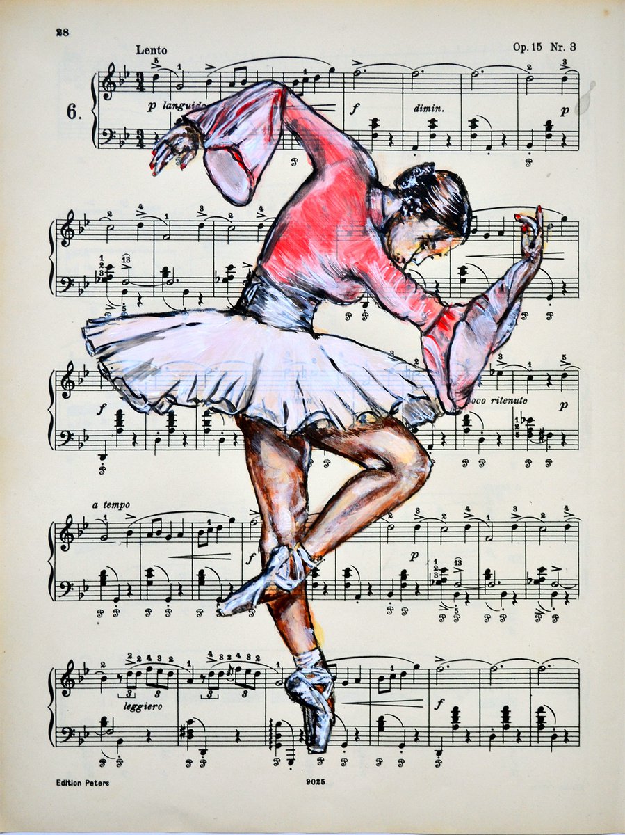 Ballerina XLI- Vintage Music Page, GIFT idea by Misty Lady - M. Nierobisz