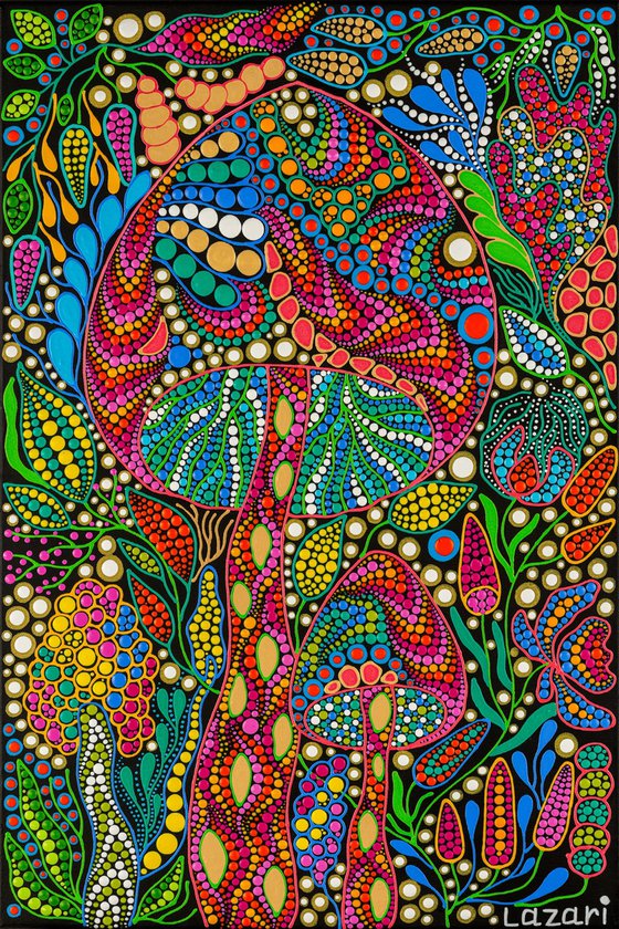 Psychedelic Mushroom Garden