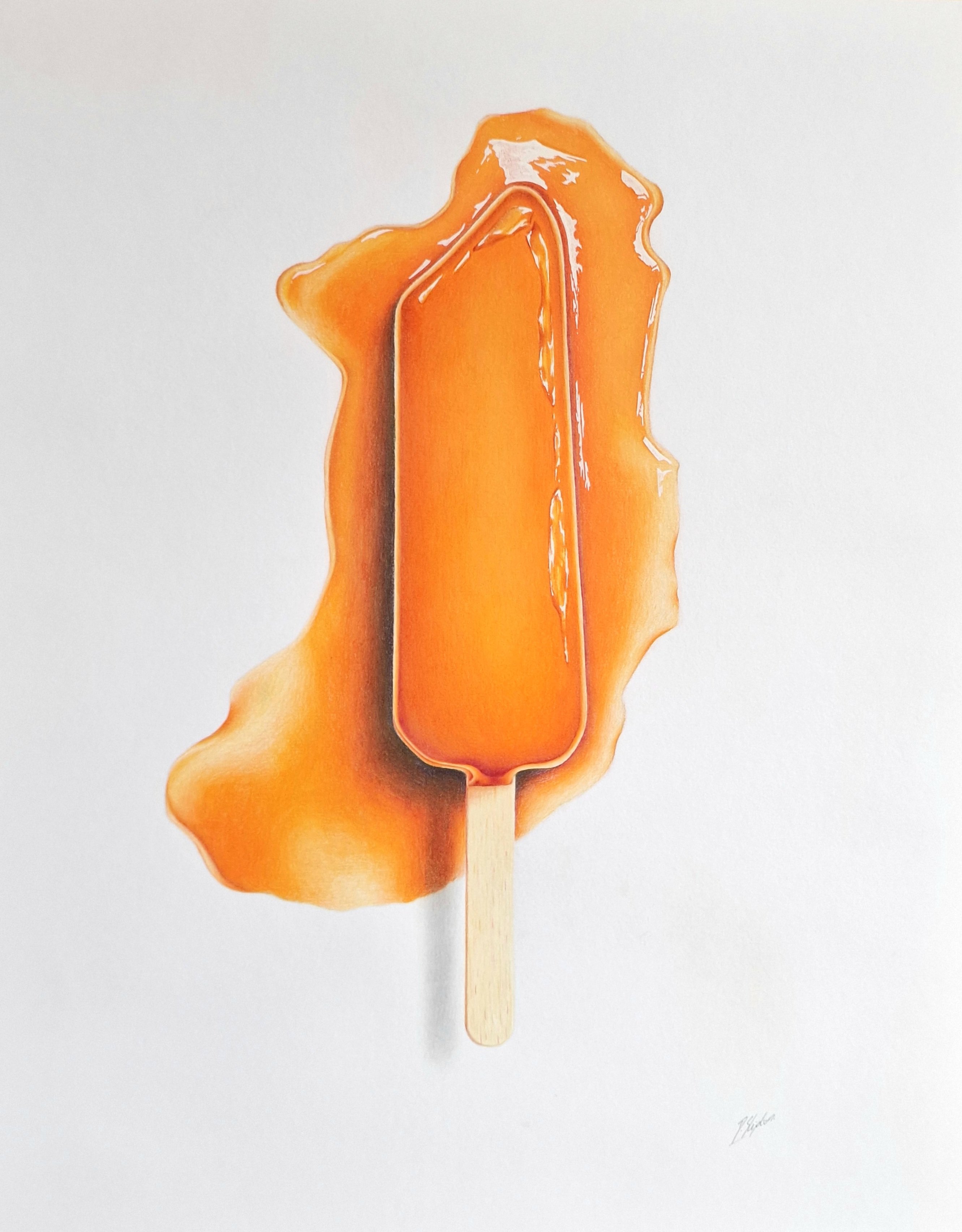 Urban And Pop Still Life Pencil Drawing By Daniel Shipton, 16 X 20, Orange Lolly, Original Artwork