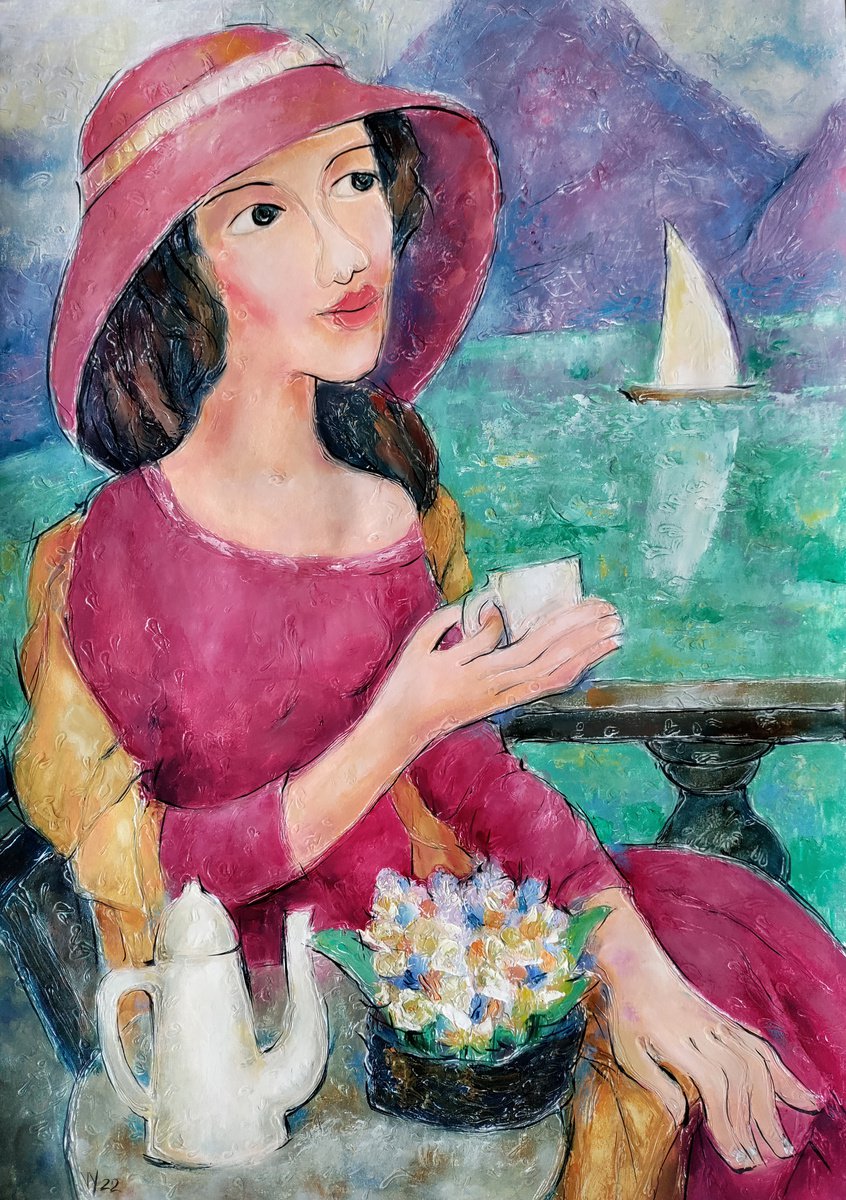 Girl with Coffee by Valentina Yevmenenko