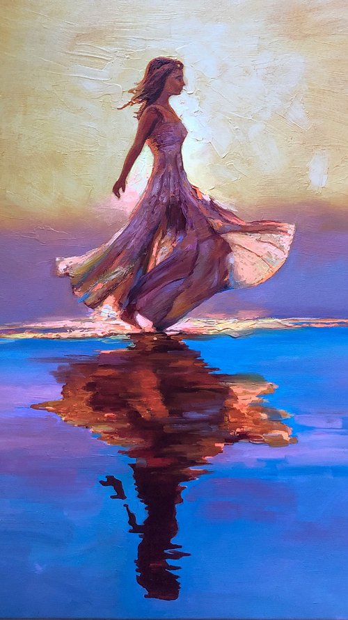 Sunset Run: Dancing on Water by Viacheslav Zaykin
