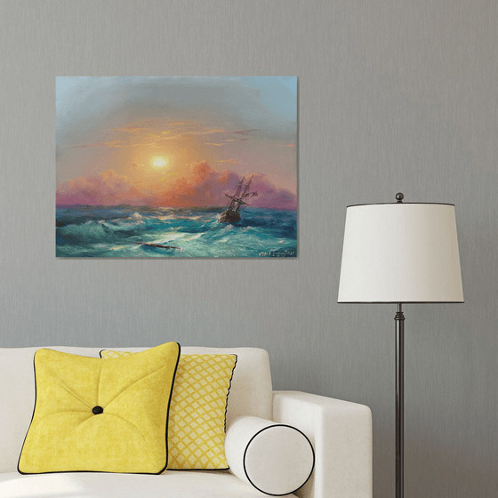 Sunset Over Turbulent Waters