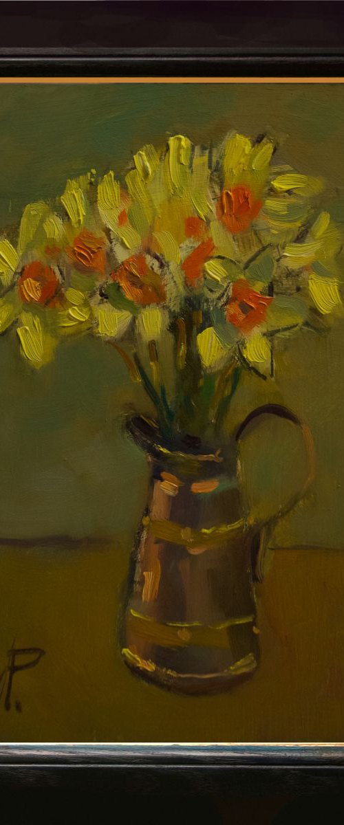 Daffodils in Copper Jug by Andre Pallat