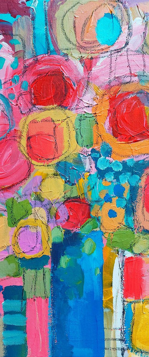 Flowers in a Blue Vase III by Jan Rippingham
