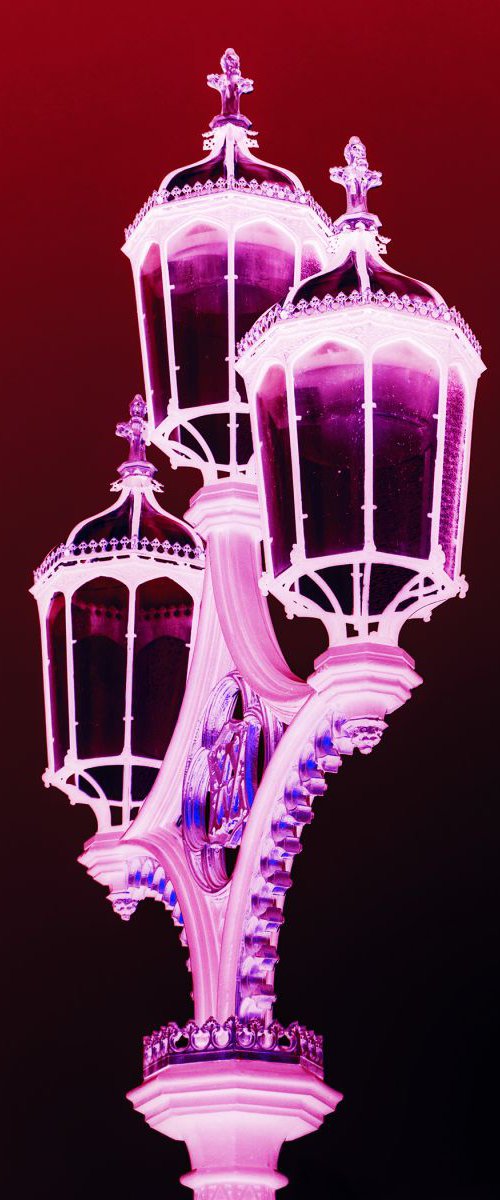 STREETLAMP WESTMINSTER (RED/PINK) Limited edition  1/50 8"x12" by Laura Fitzpatrick