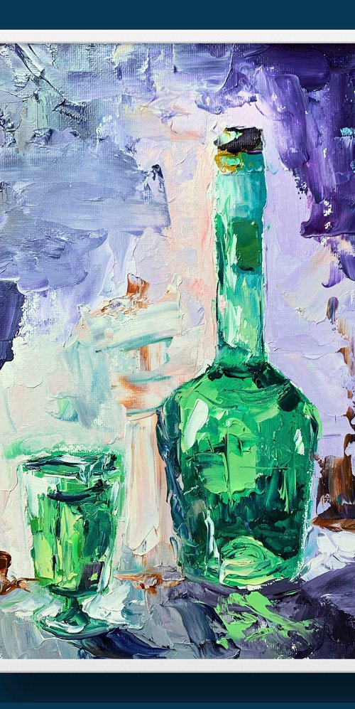 Green bottle of Brandy. by Vita Schagen