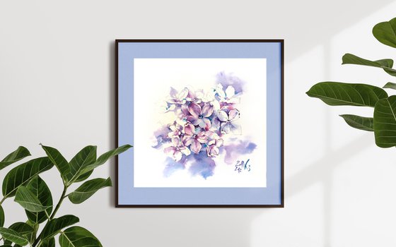 Original watercolor painting "Thousand Shades of Lilac Flowers"