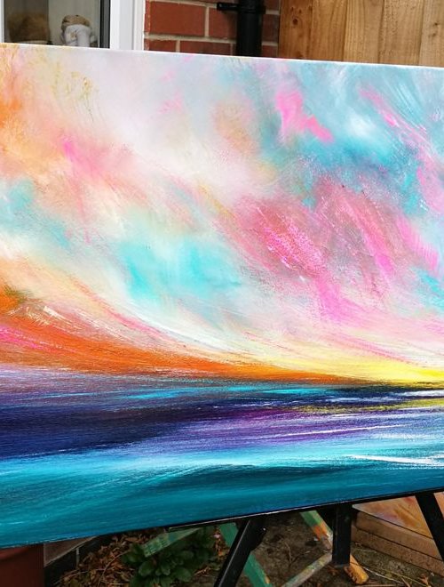 Come Rain or Shine - Panoramic, XL, Modern Art Office Decor Home by Mel Graham