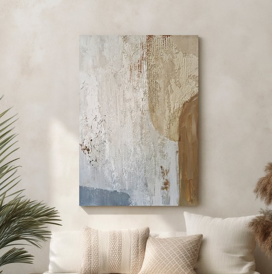 "Fjord 3" Abstract blue brown acrylic art