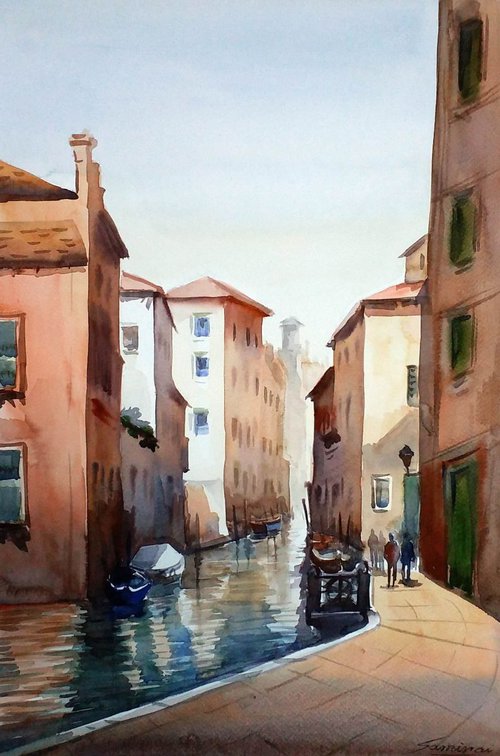 Venice  - Watercolor Painting by Samiran Sarkar