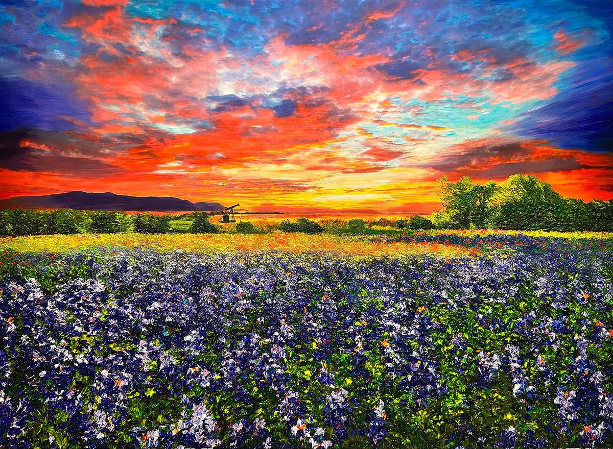 Impressionistic Landscape Oil Painting By Kenneth Halvorsen, 60 X 44", Bloom, Original Artwork