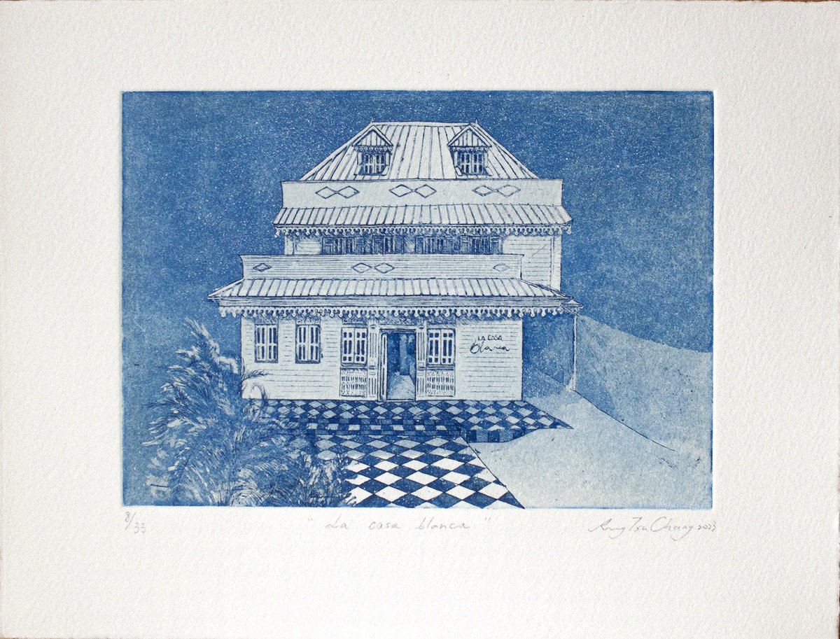 Cityscapes Etchings & Engravings By Rung Tsu Chang, 9 X 7", La Casa Blanca, Original Artwork