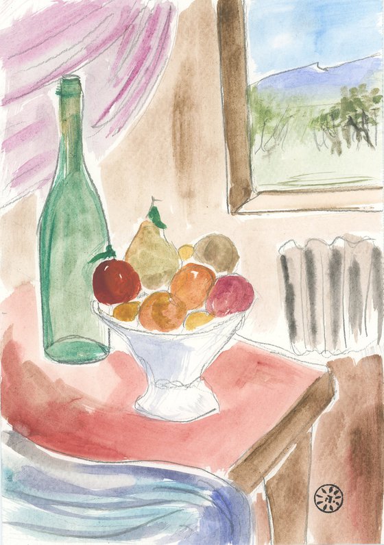 Bottle And Fruits