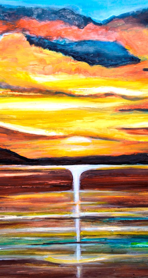 The New Sunrise vibrant acrylic painting by Manjiri Kanvinde