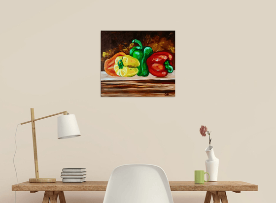 PEPPERS STILL LIFE. URBAN ART. OFFICE ART