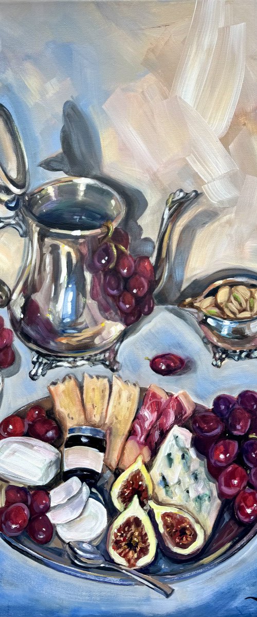 Still Life with Grapes and Silverware by Victoria Sukhasyan