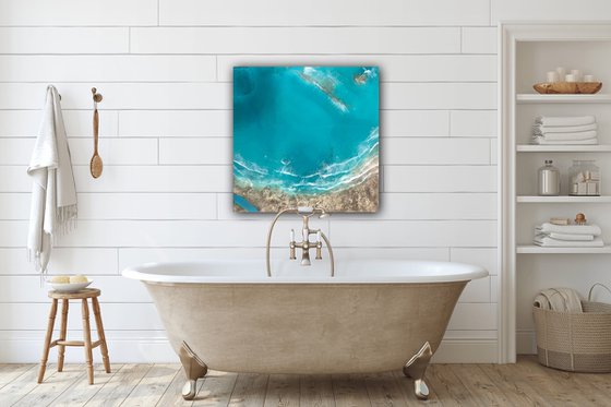 White Sand Beach - Aerial Ocean Painting