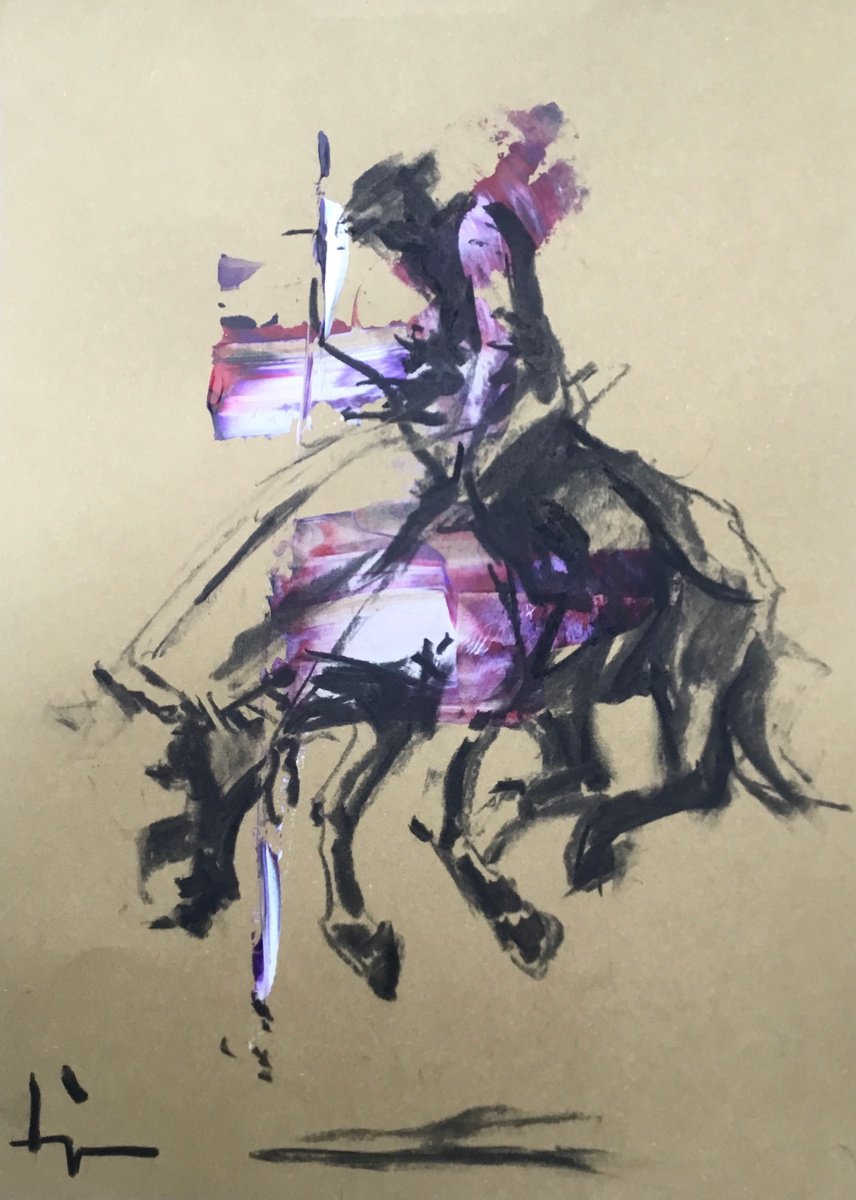 Expressive Charcoal Drawing , Rodeo By Dominique Deve, 8 X 11, Artwork For Sale On Artfinder