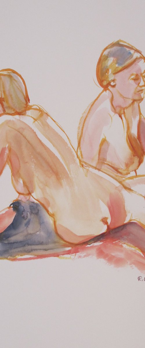 Seated female nude 2 poses by Rory O’Neill