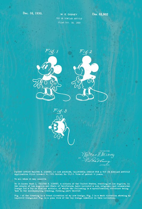 Mickey Mouse character patent - circa 1930 by Marlene Watson