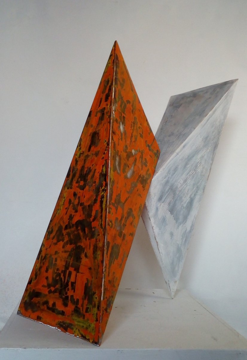 Geometric Abstract Sculpture By Michael Rofka, 20 X 23", Dance With The Fire, Original Artwork