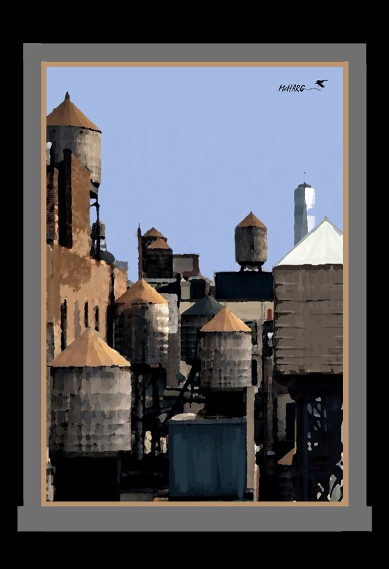 NEW YORK WATER TANKS   31"X43"