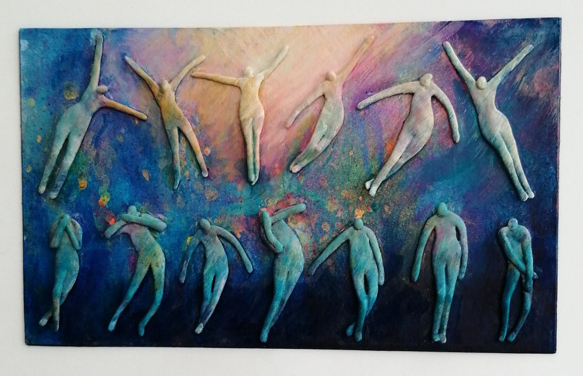 Expressive Portrait Collage By Karen Wilcox, 16 X 13", Believe, Original Artwork