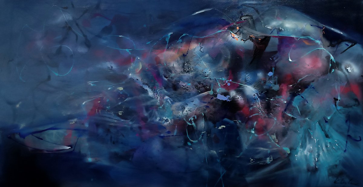 Expressive Landscape Acrylic Painting By Kloska Ovidiu, 51 X 28", Eyes Of Dawn, Original Artwork