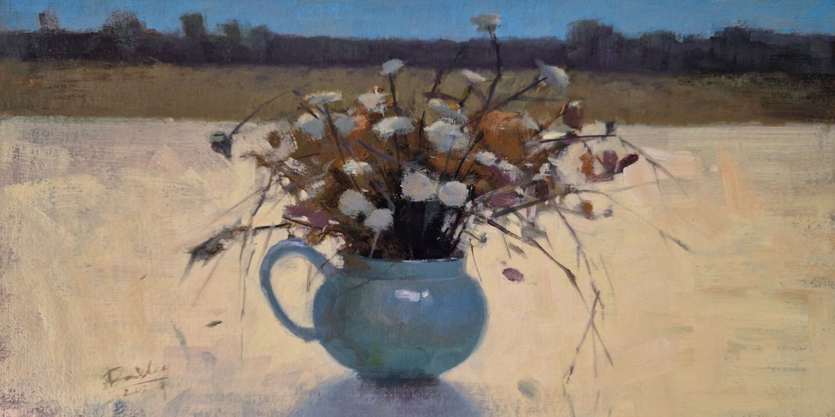 Botanical Acrylic Painting By Ayna Paisley, 12 X 6, Floral Poetry, Original Artwork