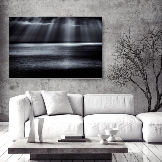 First Night - Black and White Seascape 60 x 40 inches Canvas