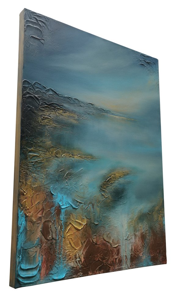 A large original modern abstract seascape painting "Dawn" from "Silence" series painting