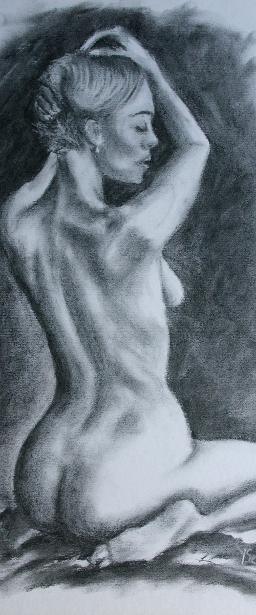 Female Figure #65 Charcoal by Juri Semjonov