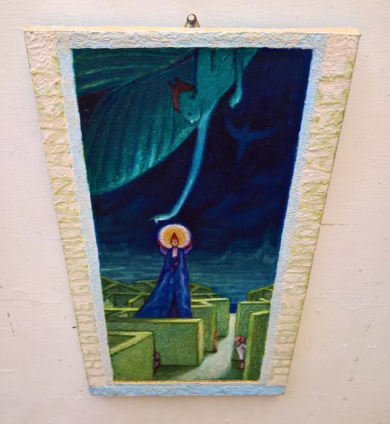 THE BLUE GUARDIAN ANGEL - ( 31,5 x 18,5 cm - INTEGRATED FRAME )