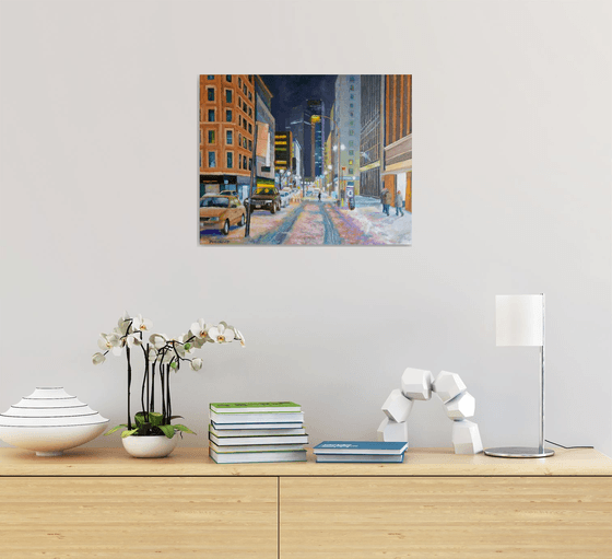 New York, Night Winter Street