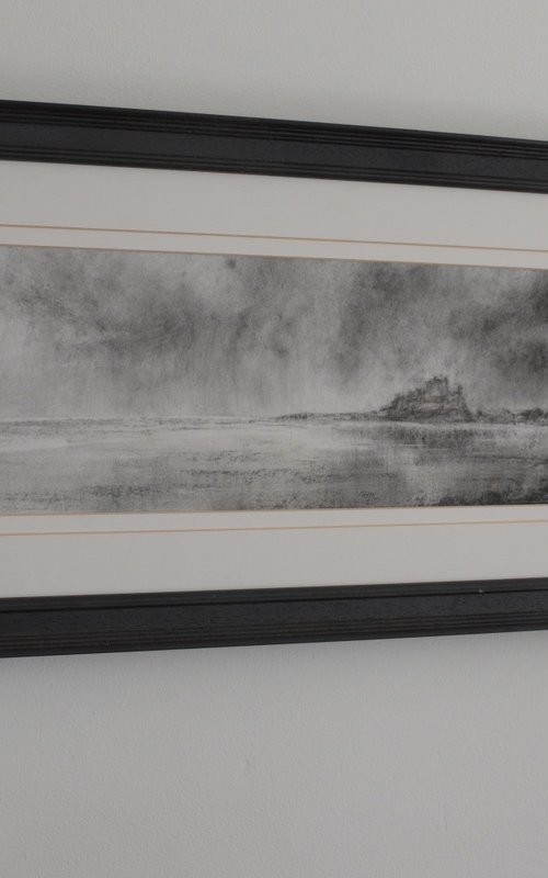 Bamburgh castle charcoal by Colin Slater