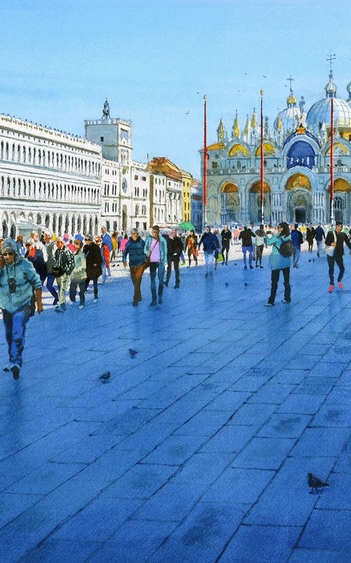 A busy day at San Marco, Venice by Ramesh Jhawar