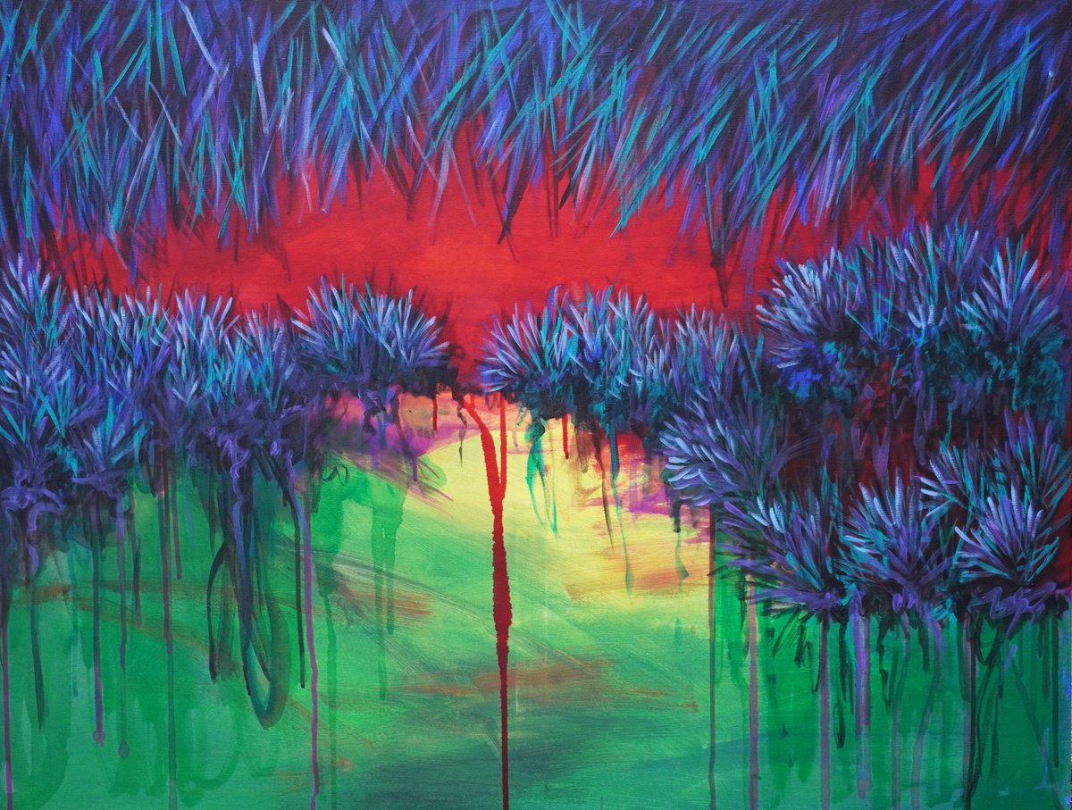 Abstract Landscape Acrylic Painting By Aasiri Wickremage, 40 X 32, Seasons In Limbo, Original Artwork