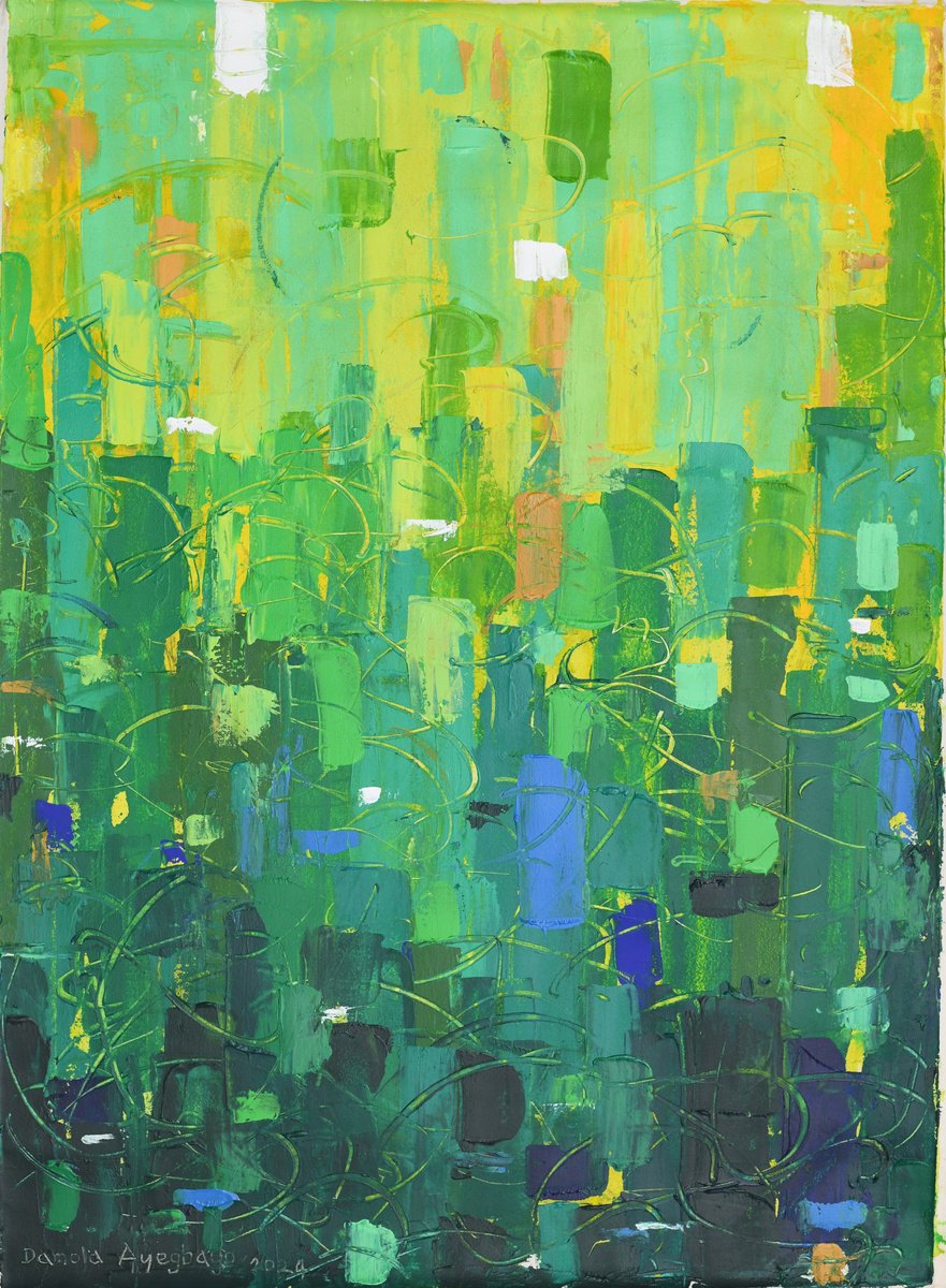 Expressive Abstract Acrylic Painting By Damola Ayegbayo, 29 X 40, Reality Of Life 6, Original Artwork