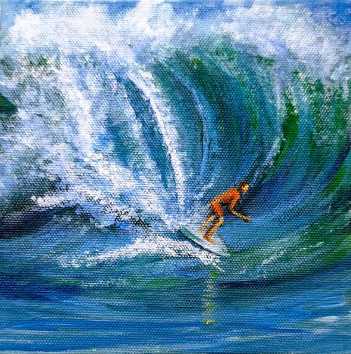 Surfing the blue ocean waves 8 by Asha Shenoy