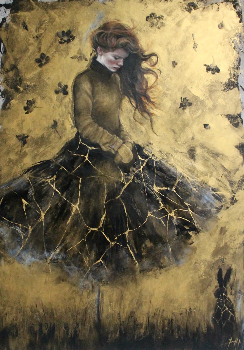 Expressive Portrait Acrylic Painting By Federica Belloli, 28 X 39, The Rabbit