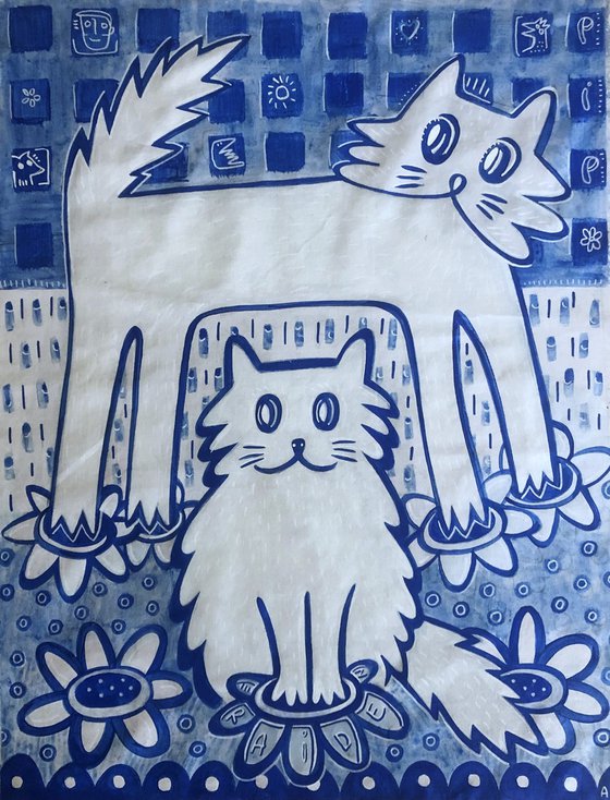 BLUE CATS 90x110cm