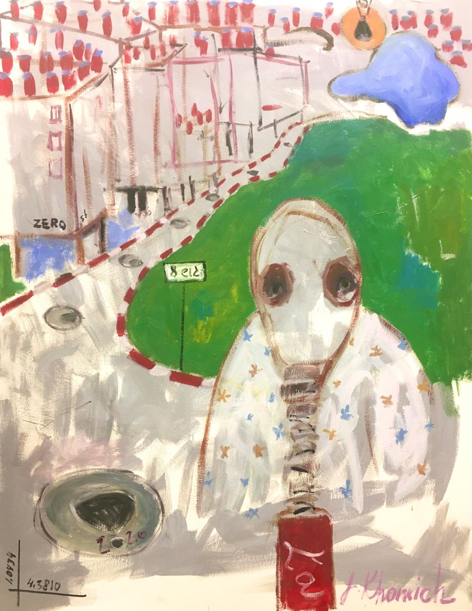 Expressive Portrait Oil Painting By Leo Khomich, 20 X 28", Zero Street, Original Artwork