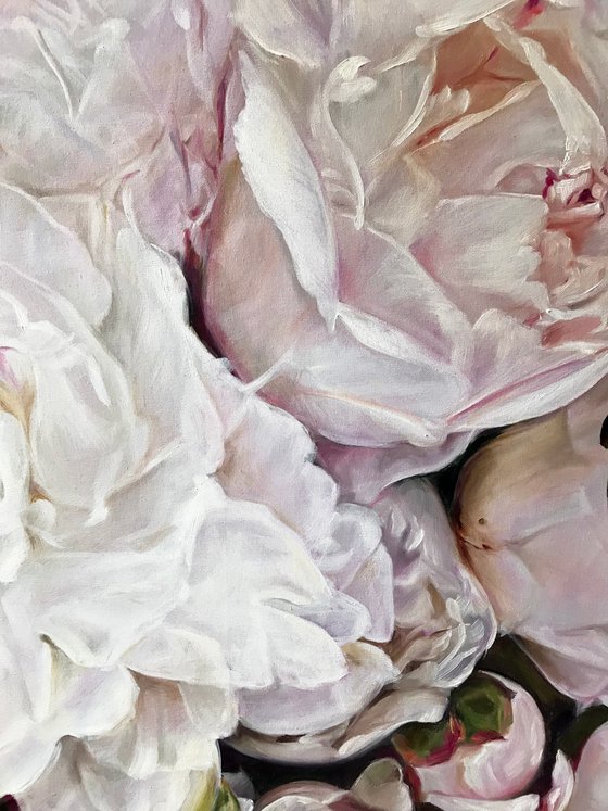 Delicate painting with peonies 90 * 60 cm by Ivlieva Irina