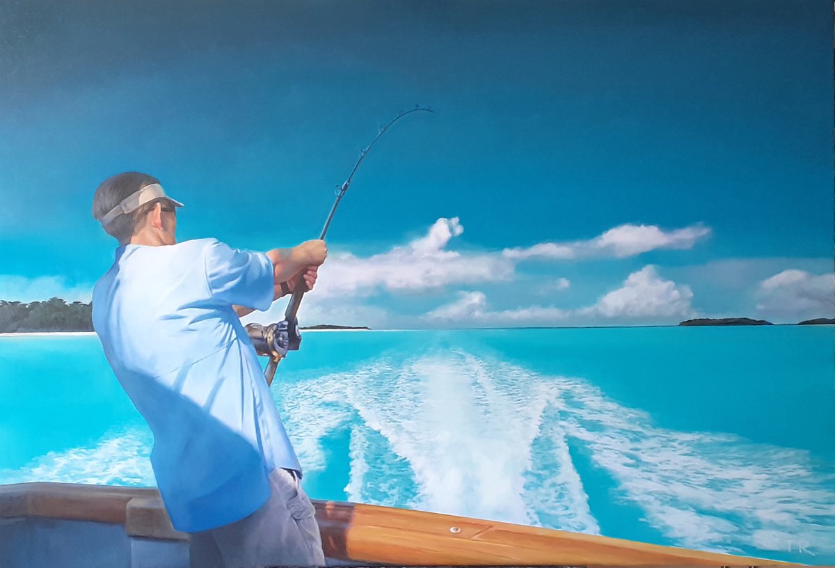 Angling A Joy (Fishing In The Southern Seas) By Tatiana Rezvaya, 47 X 31, Artwork For Sale On Artfinder