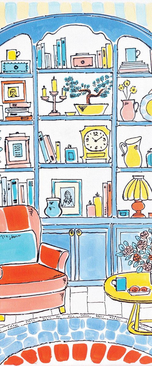 Colorful Reading Room Painting by Yanina Tuyman