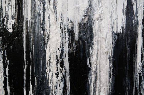 Physics 160cm x 100cm Black White Textured Abstract Art