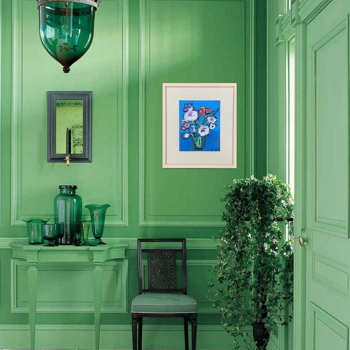 Expressive Still Life Pastel Drawing By Milica Radovic, 11 X 12", In Blue, Original Artwork