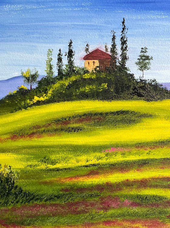 Tuscany. Poppy Field. original oil painting