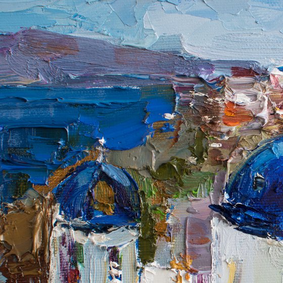 Santorini, Greece seascape - Original oil impasto landscape painting