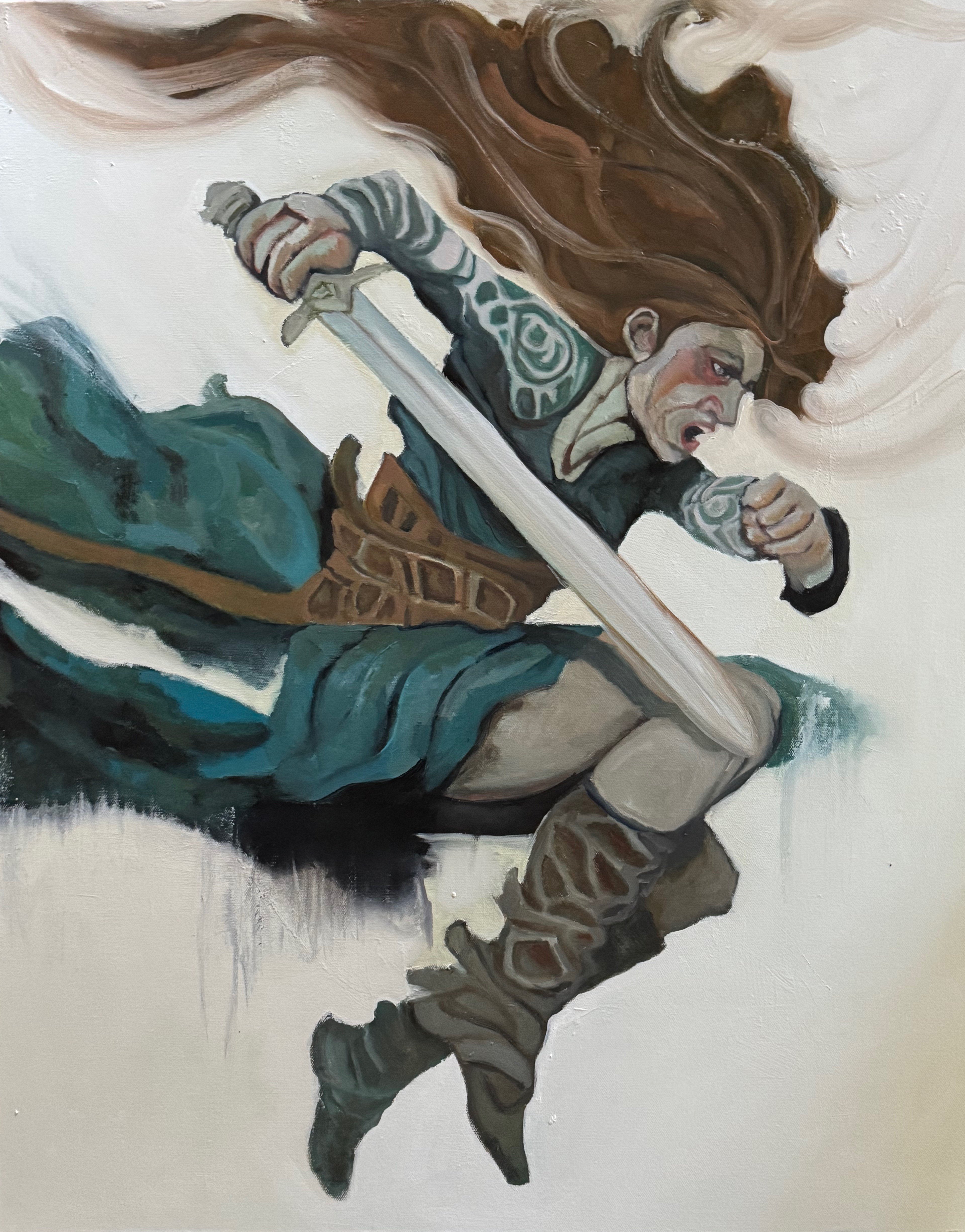 Impressionistic Portrait Oil Painting By Lola Jovan, 24 X 30", Swift An A Huntress, Original Artwork